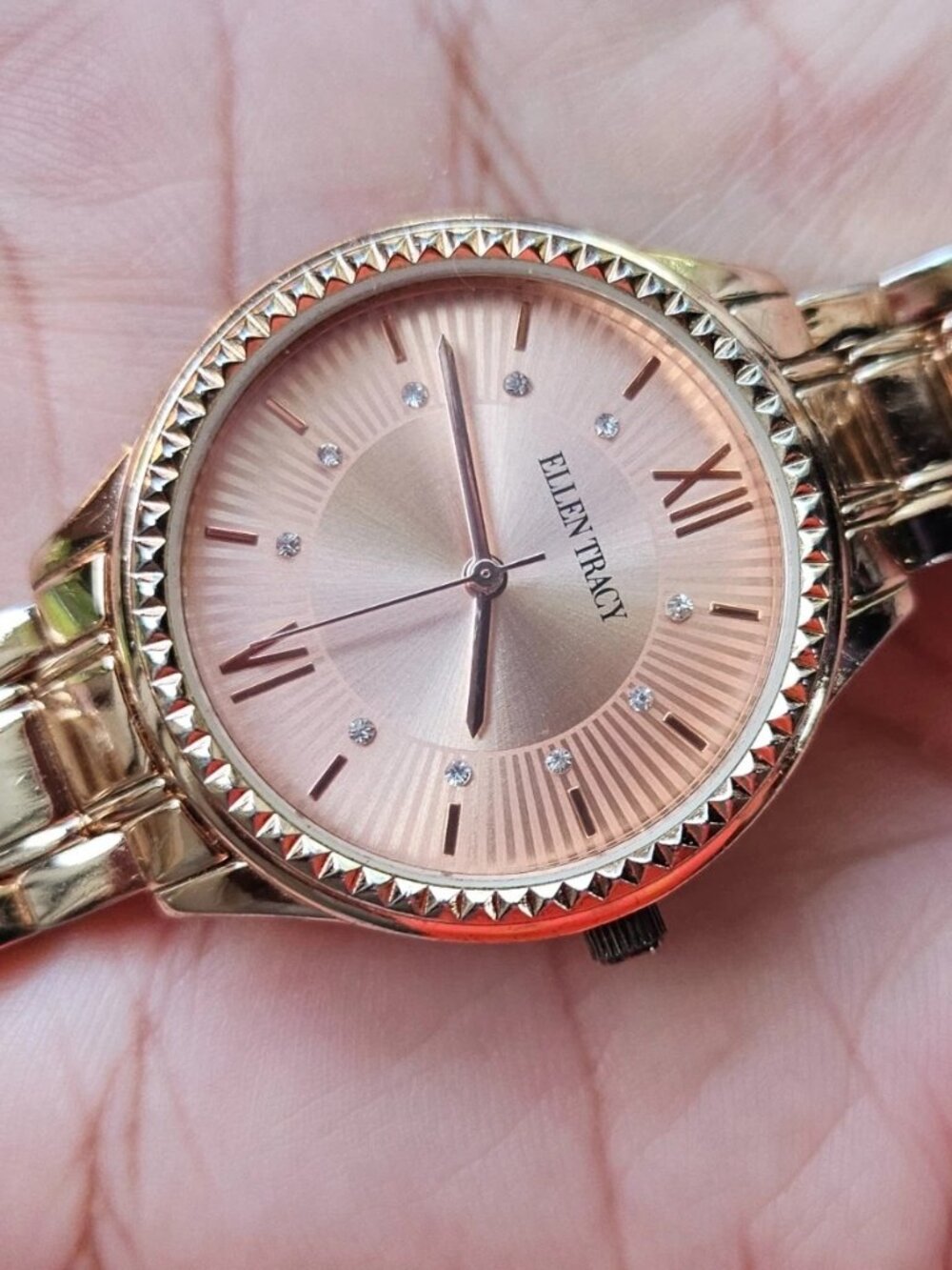 Ellen Tracy Women Wristwatch Rose Gold Tone Analog Quartz Wrist Watch